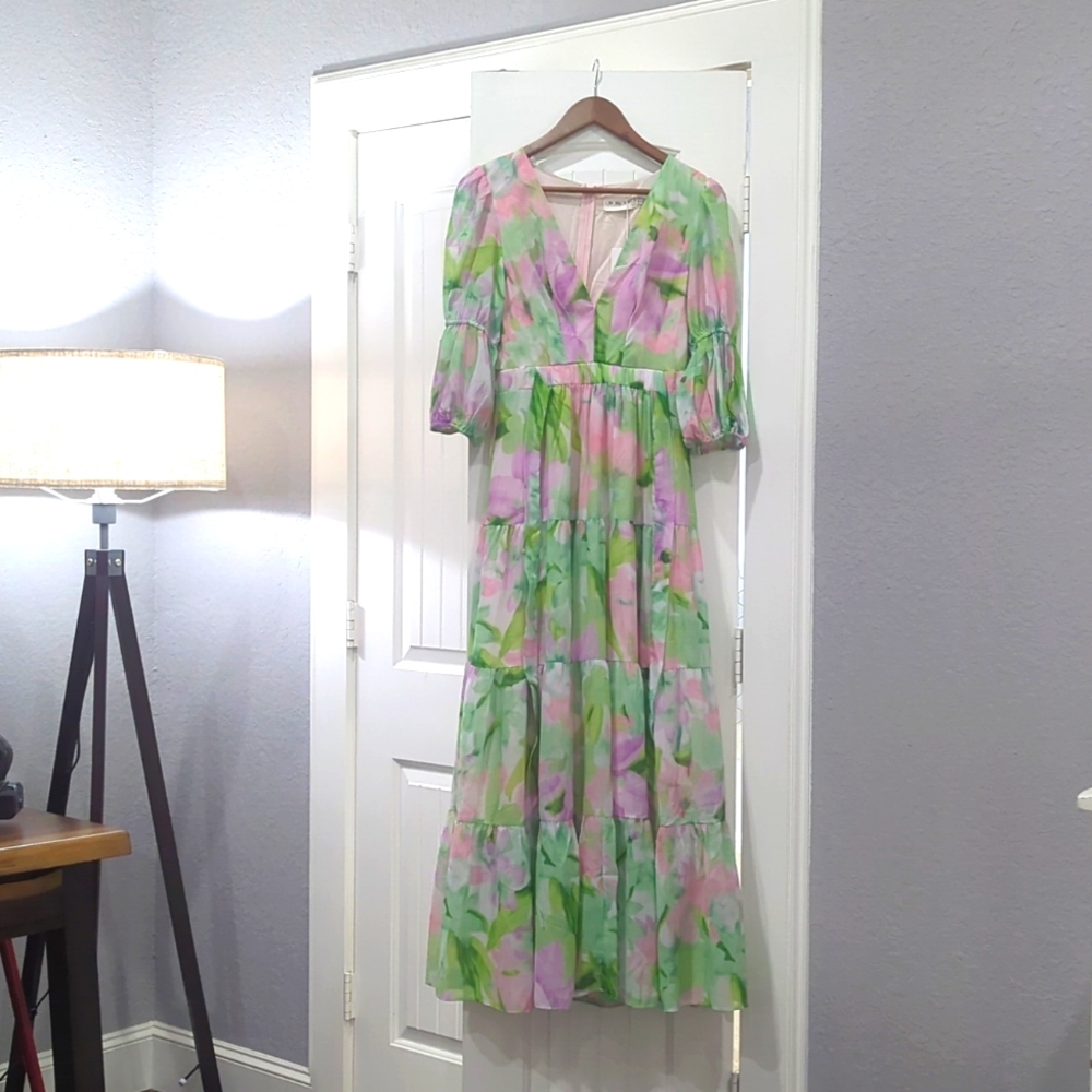 Armella Maxi Dress - Pastel Leaf